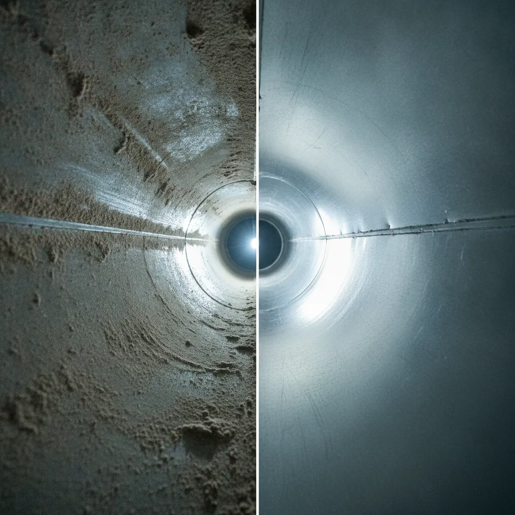 Home air duct before and after a Fenix cleaning